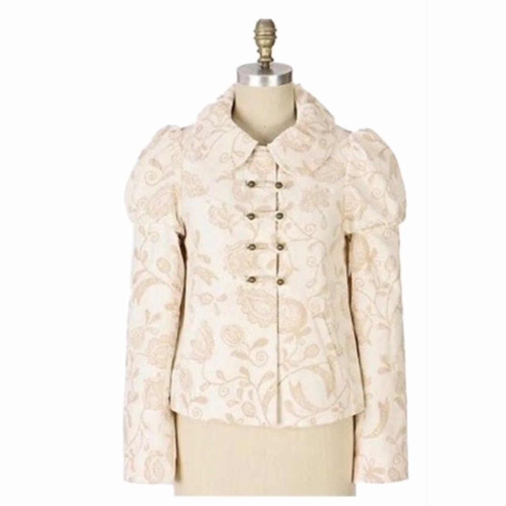 Anthropologie elevenses Cream Latte Art Jacket